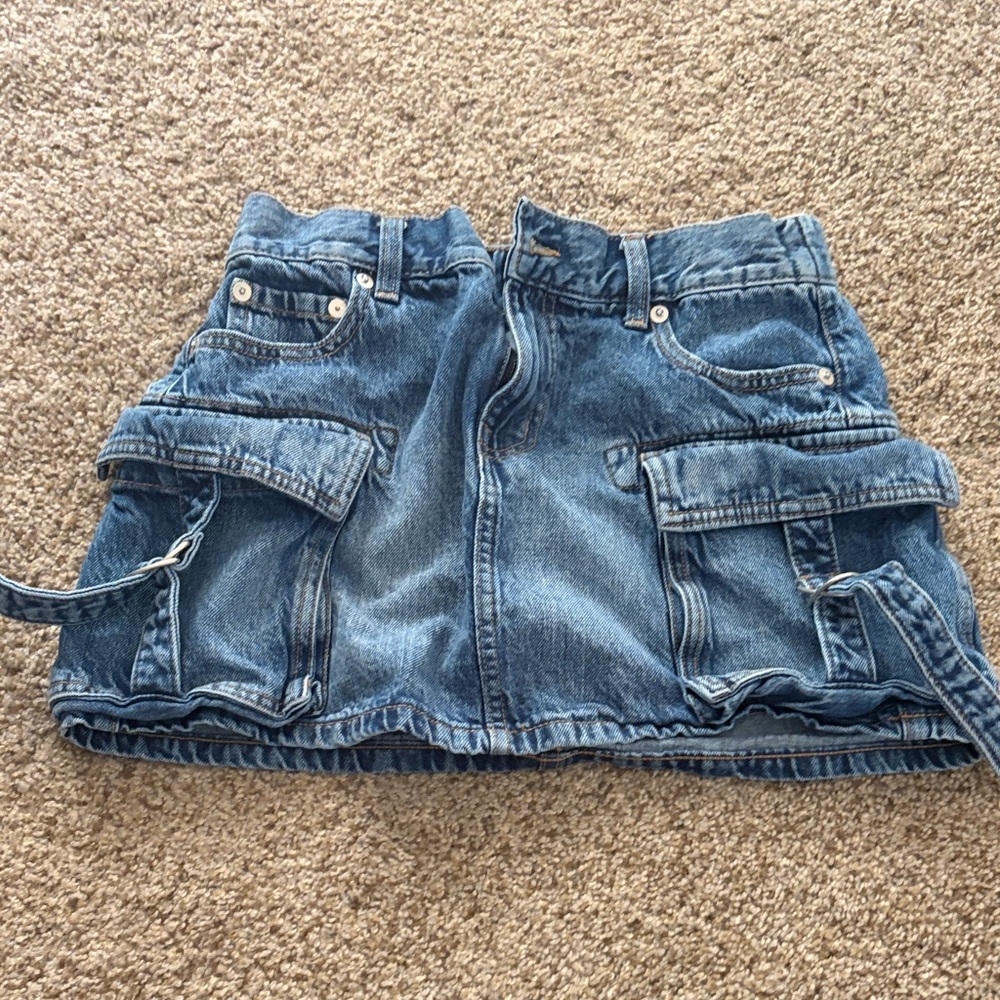 Denim Mini Skirt with Pockets